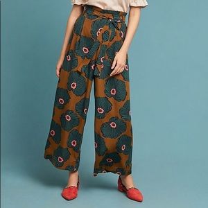 ANTHROPOLOGIE Floral paperbag waist pant | size M